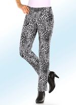 Jacquardbroek met trendy luipaarddessin 