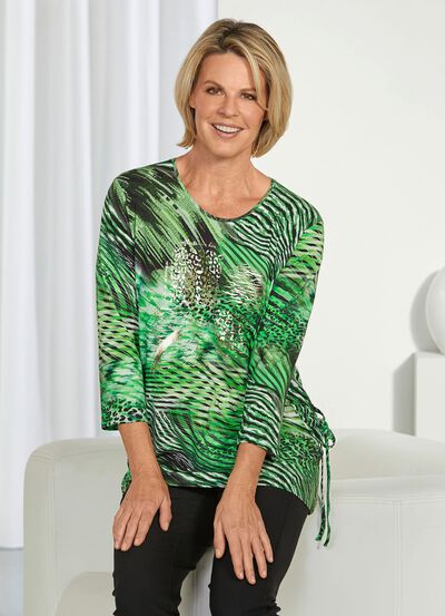 Shirt met een effectieve glanzende print op de voorkant 