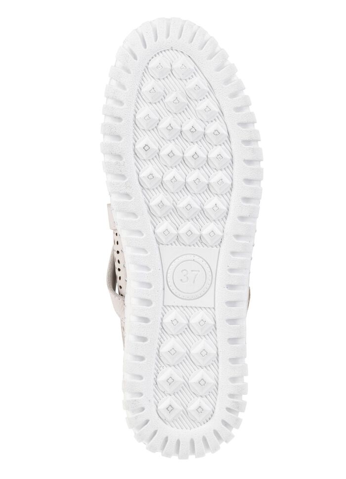 ELENA EDEN pantoffels gemaakt van rundnappaleer met bruine bies KIEZELSTEEN