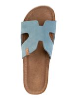 ELENA EDEN, zomerse damesmuiltjes van leer BLAUW