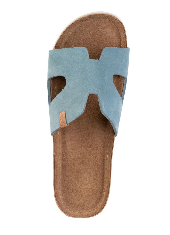 ELENA EDEN, zomerse damesmuiltjes van leer BLAUW