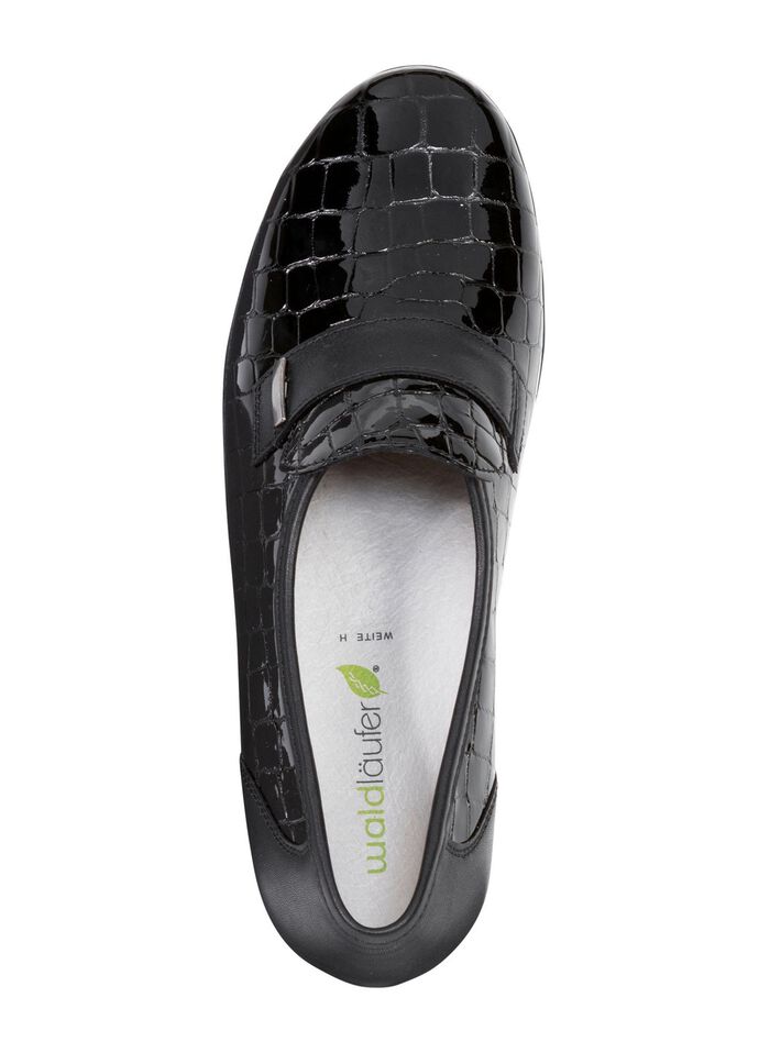 Waldl&auml;ufer pantoffels van lakleer met krokodillenreli&euml;f en nappaleer 