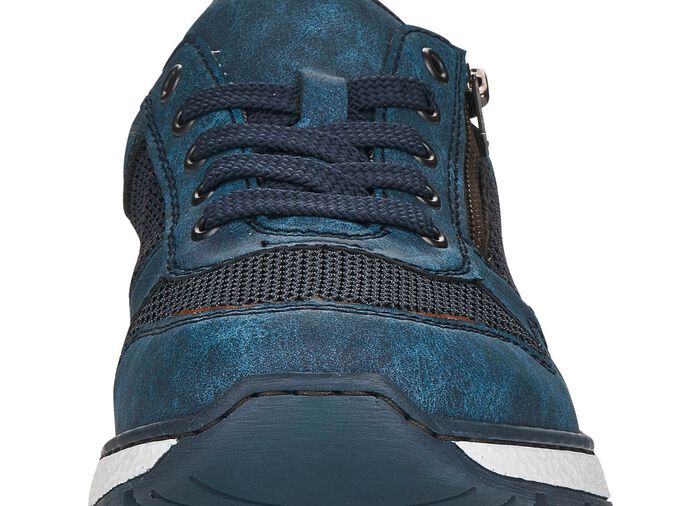 Rieker, comfortabele herensneakers, breedte H, met uitneembaar voetbed BLAUW-BRUIN