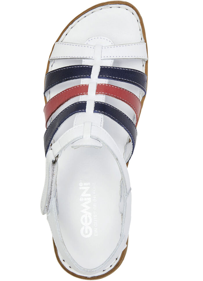 Gemini sandaal met bandjes van rundnappaleer WIT-BLAUW-ROOD