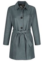 Korte leren jas met omslagkraag 