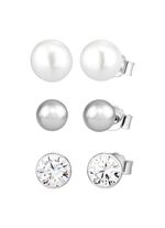 Elegante zilveren oorknopjes set, 3 paar 