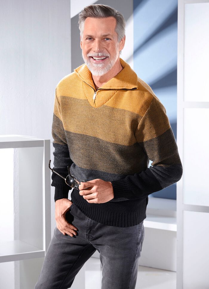 Schipperstrui met korte ritssluiting 