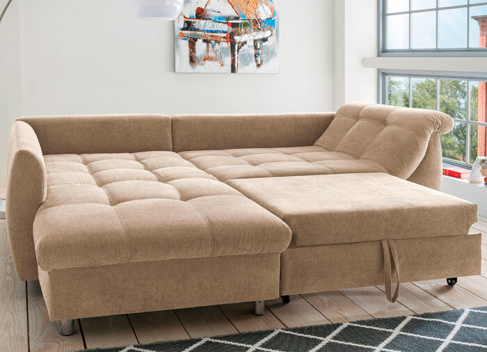 Hoekbank met decoratiekussen CRÈME