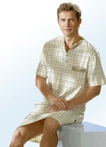 Nachthemd met knopenlijst en zijwaartse ventilatieopeningen, korte mouw 