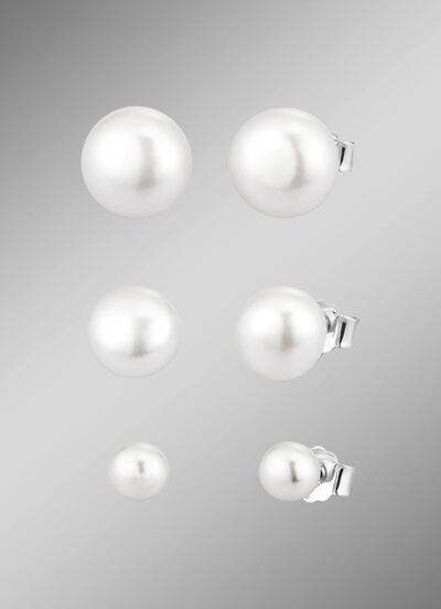 Geweldige set oorknopjes met zoetwaterkweekparels, 3 paar 