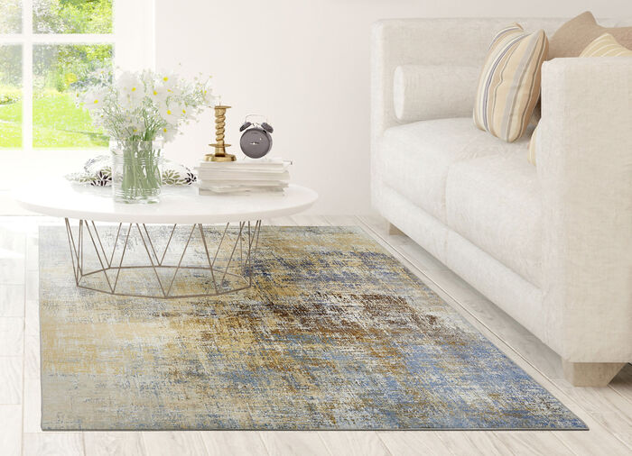 Combinatiesterke bruggen en tapijten met vlakke pool GEEL-BLAUW