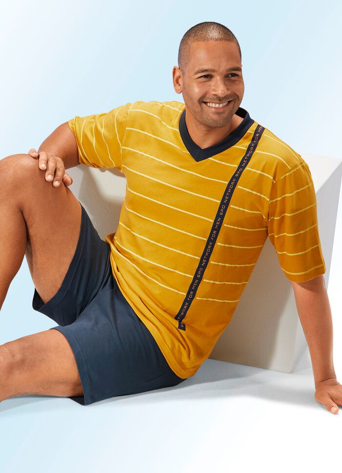 Shortama met V-hals en geplaatste printmotief 