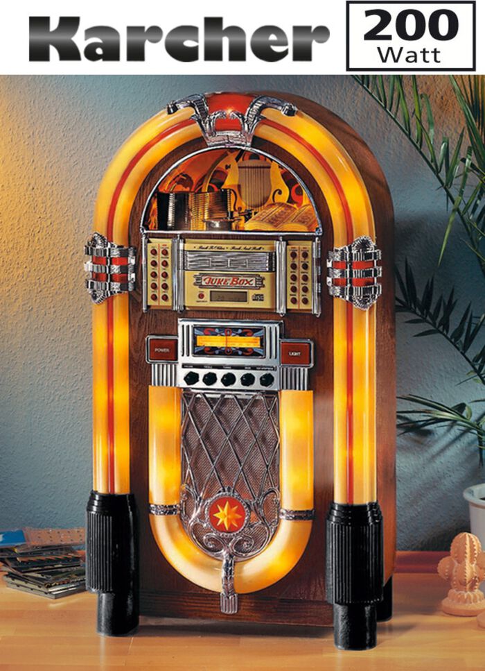 Karcher JB6604 stereo CD-jukebox in de stijl van de legendarische Wurlitzer 