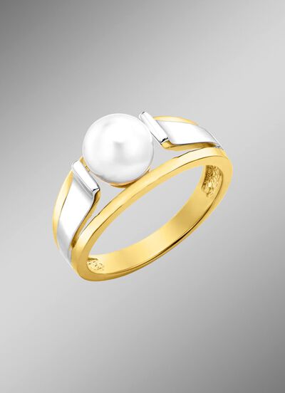 Moderne damesring met zoetwaterparel 