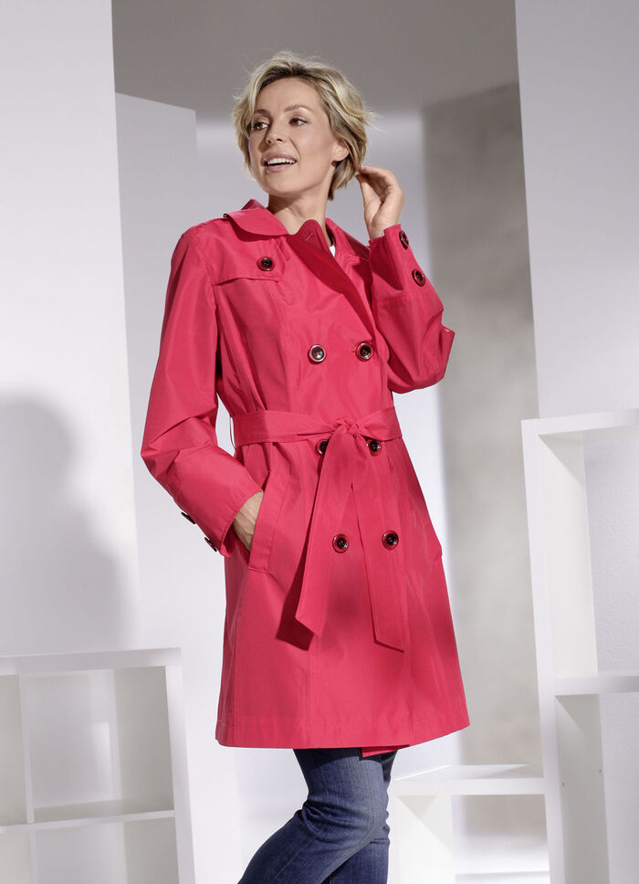 Trenchcoat met riem in 2 kleuren ROOD