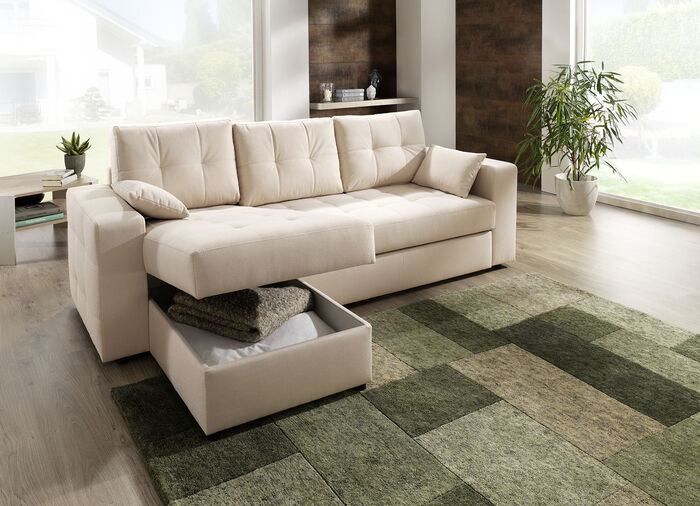 Gestoffeerd meubel met slaapfunctie BEIGE