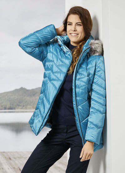 Jas met afneembare kunstbontkraag 