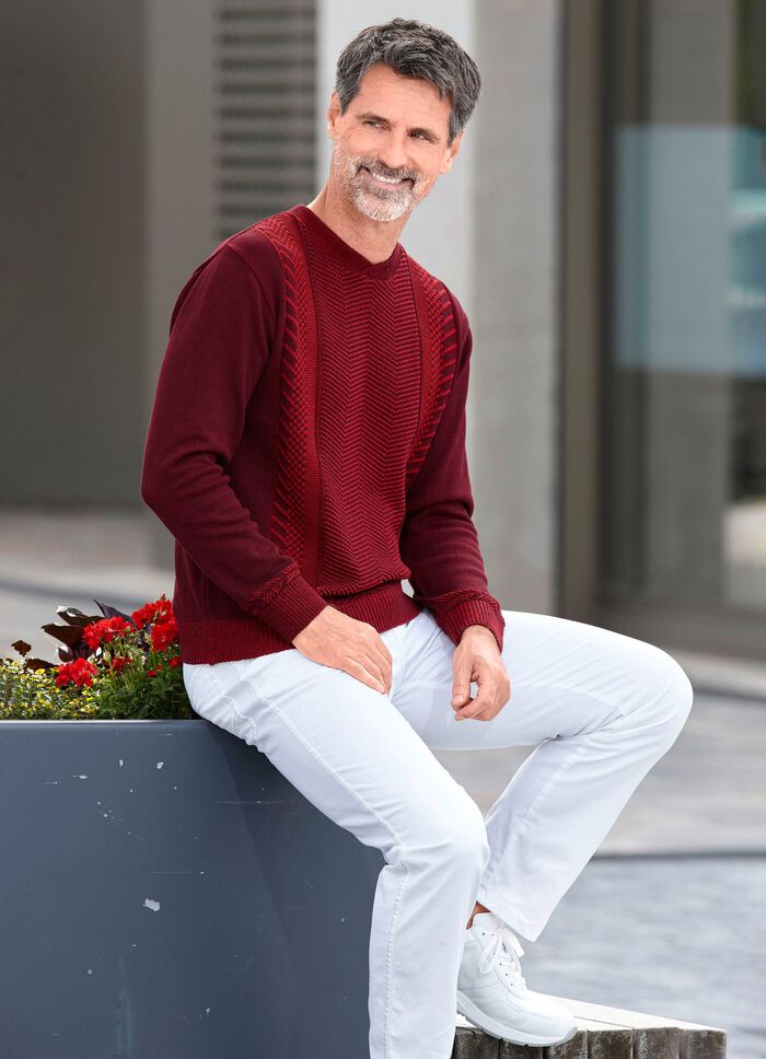 Trui met ronde hals BORDEAUXROOD GEM&Ecirc;LEERD