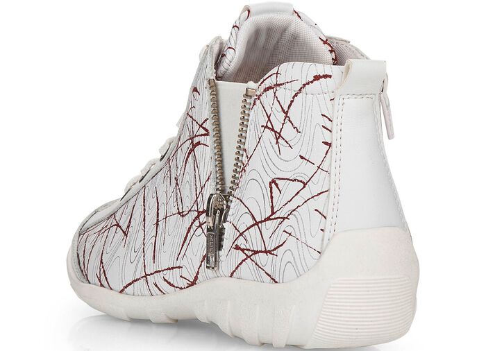 Remonte veterlaarzen van effectief bedrukt nappaleer WIT-ROOD