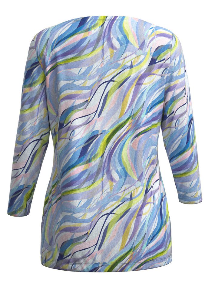 Fijngebreide trui met all-over print ECRU-BLAUW-MULTICOLOR
