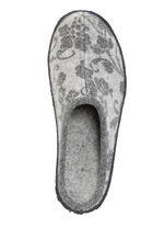 Pantoffels van wolvilt met bloemenprint GRIJS