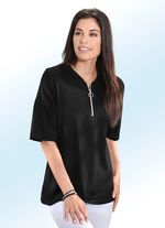 Shirt met korte rits in 2 kleuren ZWART