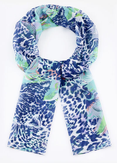 Sjaal met fantasie- en roofdierbontdessin 