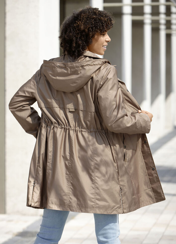 Functionele korte mantel met afneembare capuchon KAMEEL