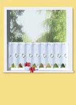 Hoogwaardige korte vitrage met plauener kant 