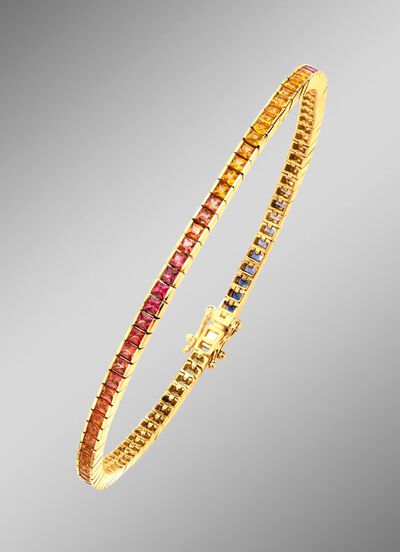 Hoogwaardige armband met echte saffieren in veelkleurig 