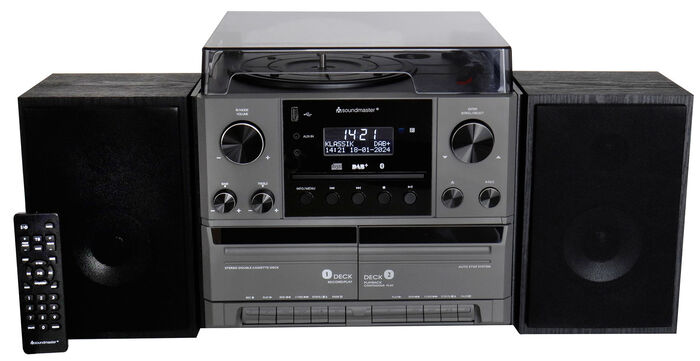 Nostalgische stereo-installatie met afstandsbediening ZWART