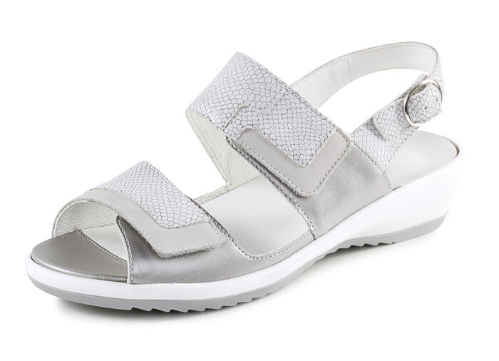 Ranger-sandaal van nappa- en nubuckleer MAT ZILVERGRIJS