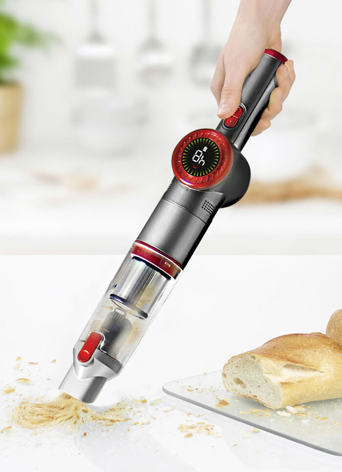 2-in-1 accu-hand- en vloerstofzuiger "MX14 max" met uitgebreide accessoires ZILVER-ROOD