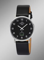 Radiogestuurd dameshorloge met leren band 