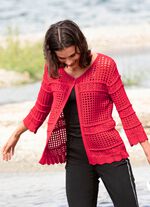 Cardigan met opengewerkt patroon ROOD