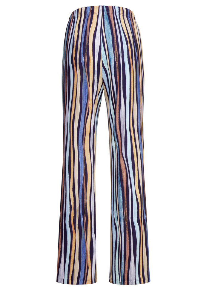 Broek met opvallend gestreept dessin MARINE-MEERKLEURIG
