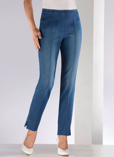 Jeans met gestikte plooien 
