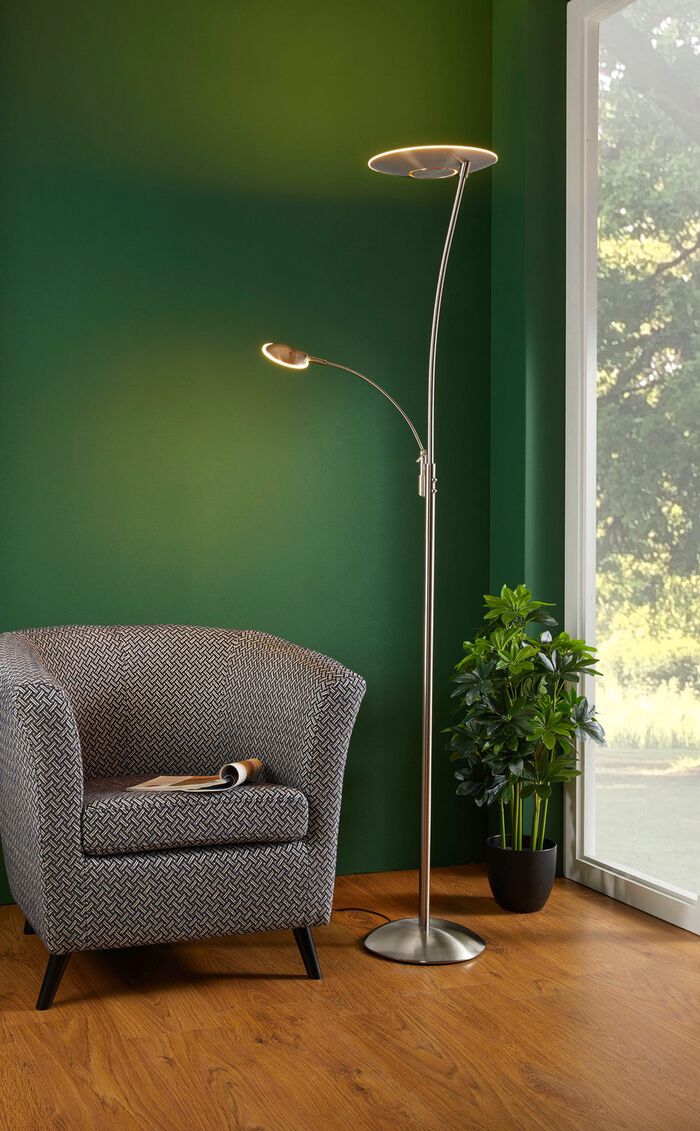 Vloerlamp met plafondschijnwerper 