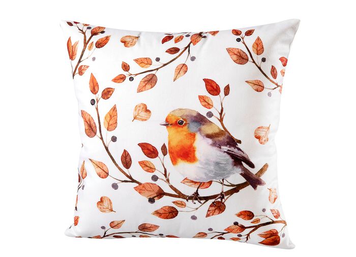 Kussenhoes met vogel op tak motief CR&Egrave;ME