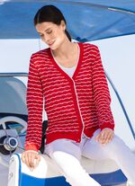 Vest met fijne strepen en ajourruitjes 