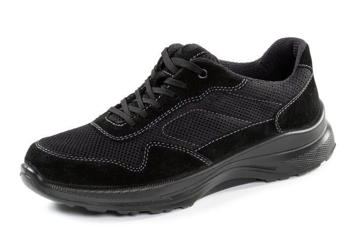 Veterschoen gemaakt van suède en textielmateriaal ZWART