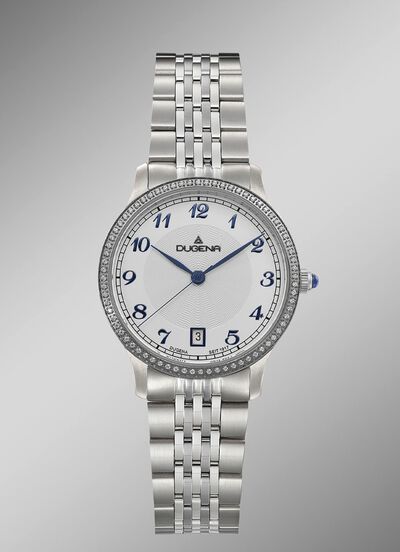 Dugena quartz dameshorloge met roestvrijstalen bandkast 