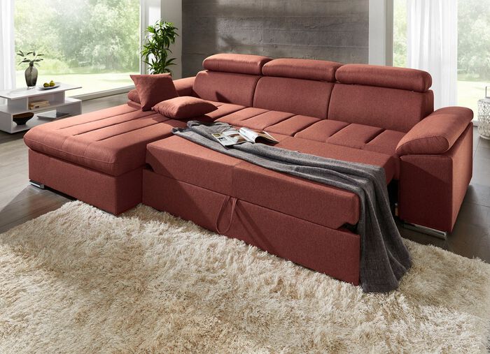 Gestoffeerde hoekbank met comfortabele slaapfunctie AARDE