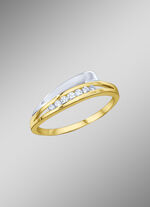 Tweekleurige damesring met synth. zirkonia 