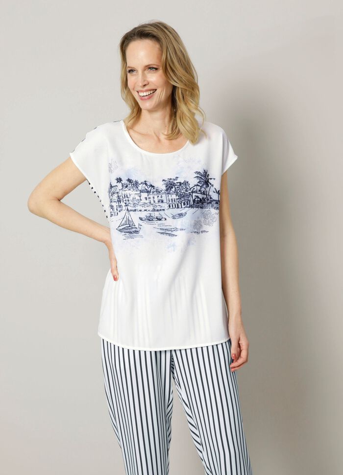 Slip-on blouse met glinsterende steenversiering 