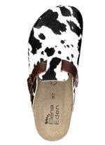 ELENA EDEN, trendy damesklompen, breedte H, met bruine gesp ZWART-WIT