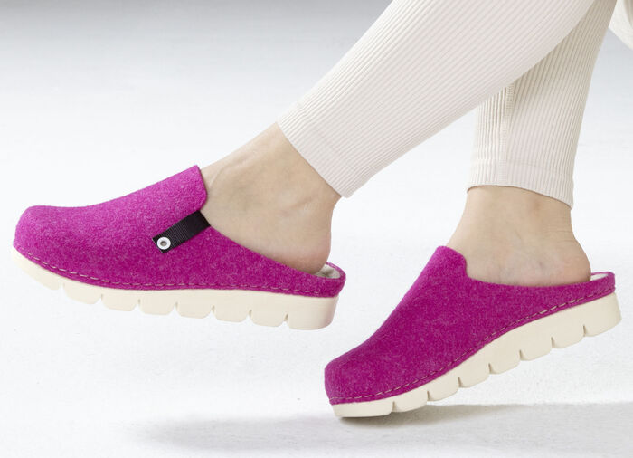 Laurina, trendy damespantoffels, breedte G, met anatomisch gevormd voetbed ROZE