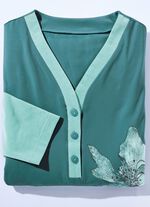 Set van twee nachthemden met knoopsluiting en geplaatste print 