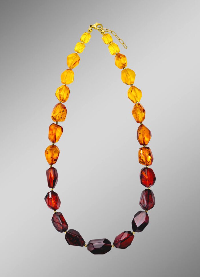 Elegante ketting met barnsteen en hematiet 