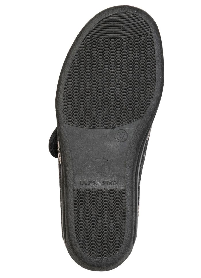 Warme damespantoffels, breedte H, met klittenbandsluiting ZWART